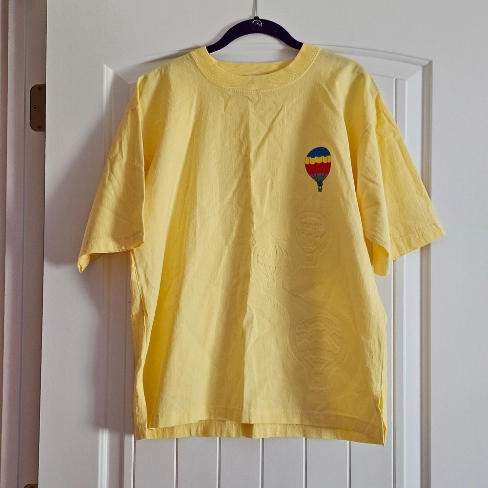 Vintage Women's SK Sport Yellow 2 Piece Set Top Pants Hot Air Balloons Size S - Picture 2 of 16